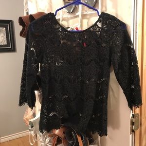Black lace crop top